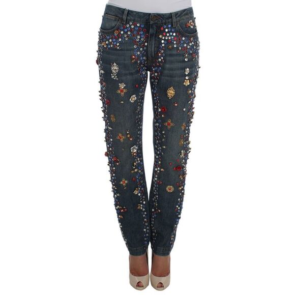 Dolce & Gabbana Crystal Roses Heart Embellished Women's Jeans